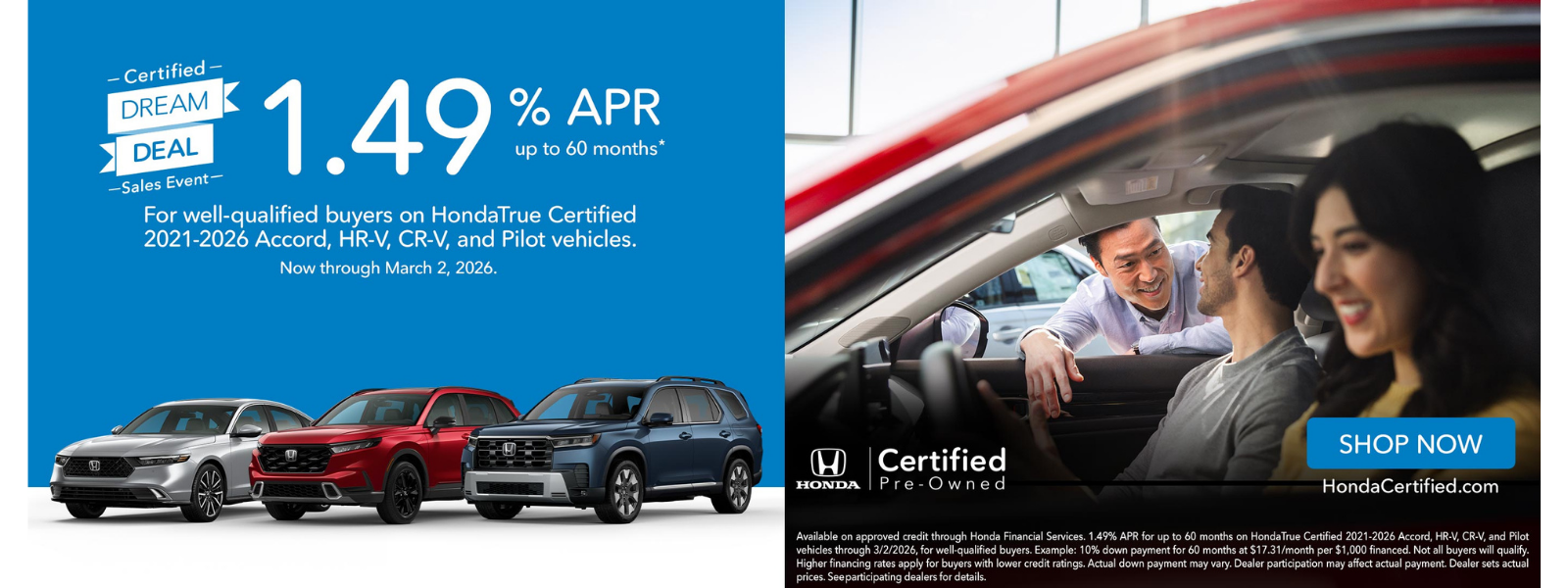 certified dream deal sales event